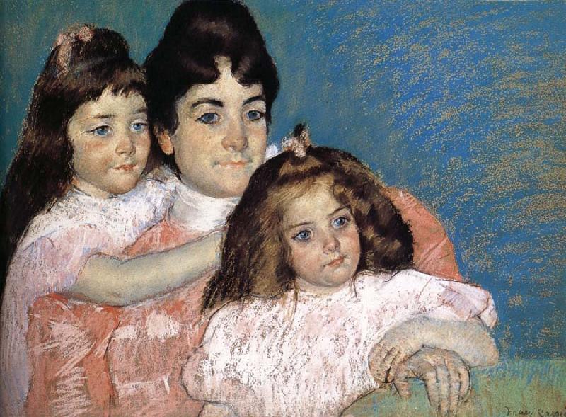 Mary Cassatt The Lady and her two daughter France oil painting art